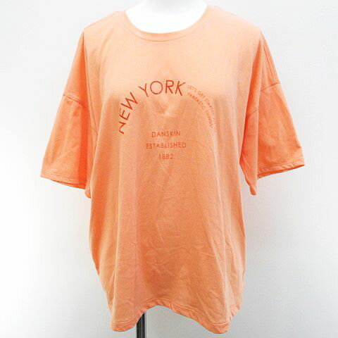 Tops - 【中古】ダンスキン DANSKIN スポーツウェア 半袖 Tシャツ カットソー L コーラルオレンジ プリント レディース 【ベクトル 古着】 260302