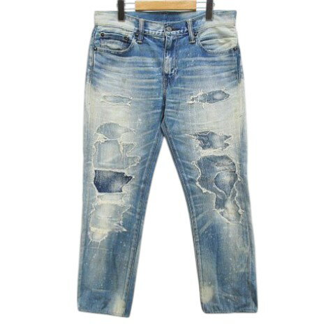 【中古】リーバイス Levi's 511 ATSUMORI ロング丈 デニムパンツ ジーンズ W30/L32 青系 ブルー ジップフライ 刺し子 リペア ダメージ 加工 パッチ 日本製 メンズ 【ベクトル 古着】 260308