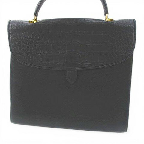 【中古】銀座ヨシノヤ YOSHINOYA GINZA ハンドバッグ ブラック 黒系 レザー クロコダイル型押し レディース 【ベクトル 古着】 260321 2