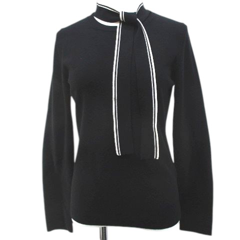 【中古】レッド ヴァレンティノ RED VALENTINO 長袖 ニット セーター M 黒系 ブラック ライン ボウタイ リブ レディース 【ベクトル 古..