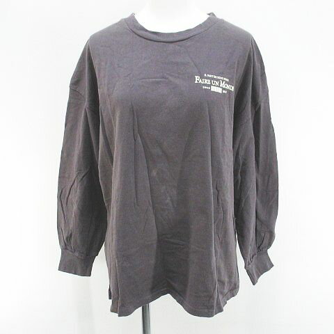 樂天商城 - 【中古】スプレイプレミアム SPRAY PREMIUM 長袖 Tシャツ カットソー ロンT M 灰系 グレー プリント スリット レディース 【ベクトル 古着】 260323