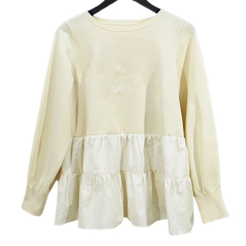 Long-Sleeved Knit - 【中古】ストロベリーフィールズ STRAWBERRY-FIELDS 長袖 ニット セーター オフホワイト系 無地 切り替え ペプラム レディース 【ベクトル 古着】 260323