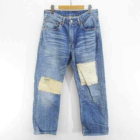 [중고] 리바이스 Levi 's 533 데님 팬츠 청바지 지퍼 플라이 32 블루 계열 블루 인디고 패치 워크 데미지 가공 여성 [벡터 헌옷] 260330
