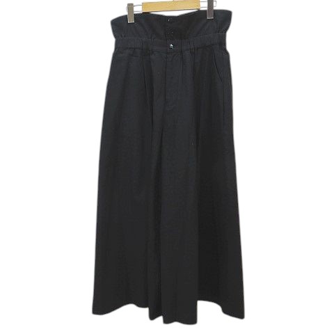 【中古】MERLOT IKYU メルローイキュウ ロングパンツ ブラック 黒系 ウエストゴム 綿 コットン 麻 リネン レディース 【ベクトル 古着】 260414