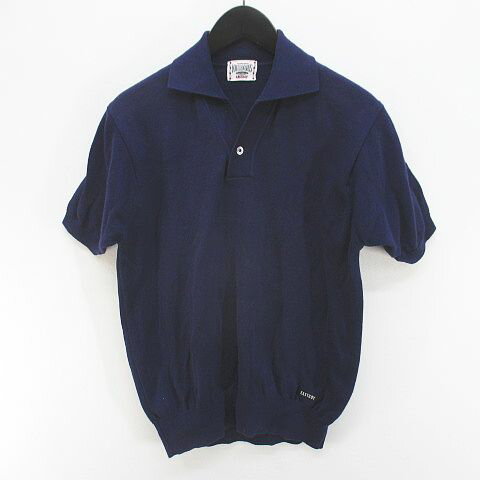 【中古】イーストボーイ EAST BOY 半袖 ニット ポロシャツ カットソー M 紺系 ネイビー ロゴ 文字 メンズ 【ベクトル 古着】 260330