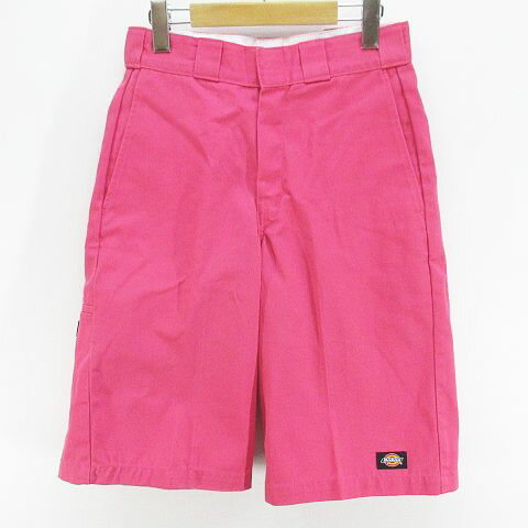 【中古】ディッキーズ Dickies Loose Fit 膝丈 ハーフパンツ ジップフライ 28 ピンク系 ロゴ ポケット メンズ 【ベクトル 古着】 260406
