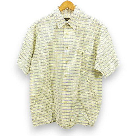 【中古】アラミス ARAMIS 半袖 シャツ L 黄色系 イエロー チェック柄 胸ポケット ロゴ 刺? メンズ 【ベクトル 古着】 260409（楽天・ブランド古着の買取販売ベクトル）