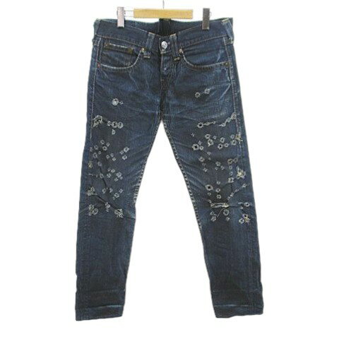【中古】リーバイスレッド Levi's RED 17F F02 デニムパンツ ジーンズ ジップフライ 29 紺系 ネイビー インディゴ ダメージ加工 メンズ 【ベクトル 古着】 260414