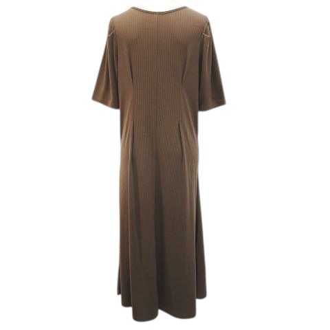 【中古】神戸レタス KOBE LETTUCE 五分袖 リブ ワンピース ロング丈 茶系 ブラウン...