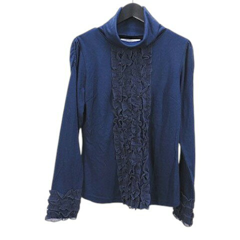 【中古】Soobinie スビニエ 長袖 カットソー 9 紺系 ネイビー タートルネックフリル ギャザー ストレッチ レディース 【ベクトル 古着】 260417