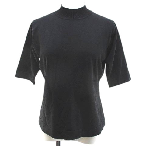 Three-Quarter - 【中古】ミモ マリア MIMO MAGLIA 五分袖 ニット カットソー 40 黒系 ブラック 無地 リブ レディース 【ベクトル 古着】 260425