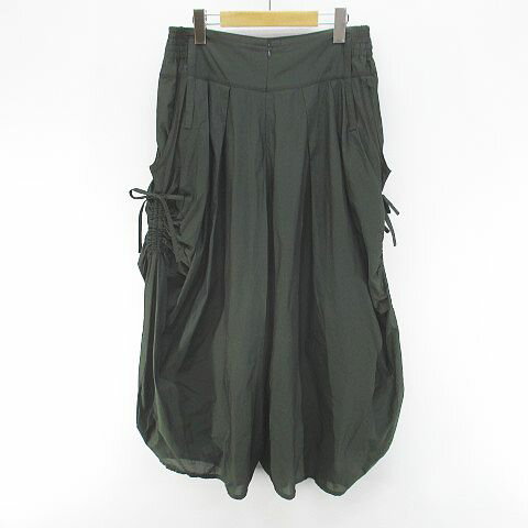 【中古】エイココンドウ EIKO KONDO ロング丈 カーゴパンツ ジップフライ F 緑系 グリーン 日本製 リボン 裏地 無地 レディース 【ベクトル 古着】 260427