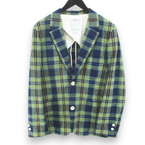 ビズビム VISVIM 0112105013022 チェック柄 テーラード ジャケット 背抜き 2 緑系 グリーン 日本製 裏地 メンズ  260501