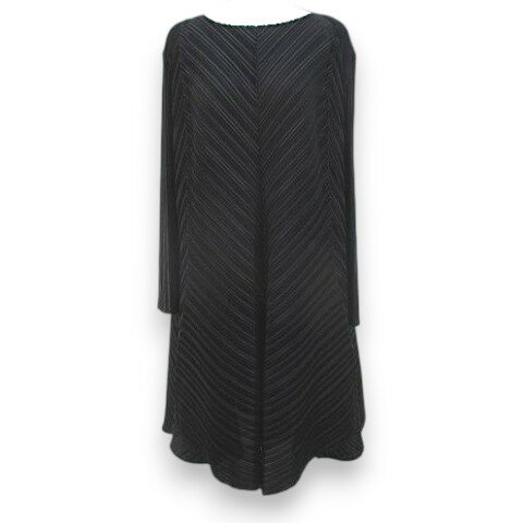 樂天商城 - 【中古】Ladies Fashion 長袖 ワンピース 膝丈 アシンメトリー M 黒系 ブラック 無地 プリーツ 加工 伸縮性 レディース 【ベクトル 古着】 260430