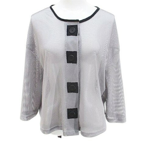 【中古】未使用品 ラデュレ LA DUREE 八分袖 メッシュカーディガン F 灰系 グレー シースルー 透け感 タグ付 レディース 【ベクトル 古着】 260430