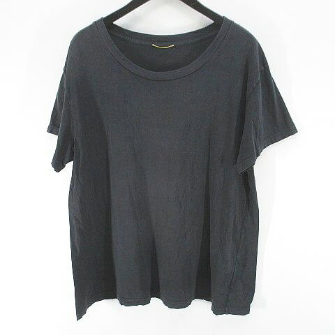 【中古】ラクラス 半袖 Tシャツ カットソー 灰系 ダークグレー 日本製 ダメージ加工 無地 レディース 【ベクトル 古着】 260501