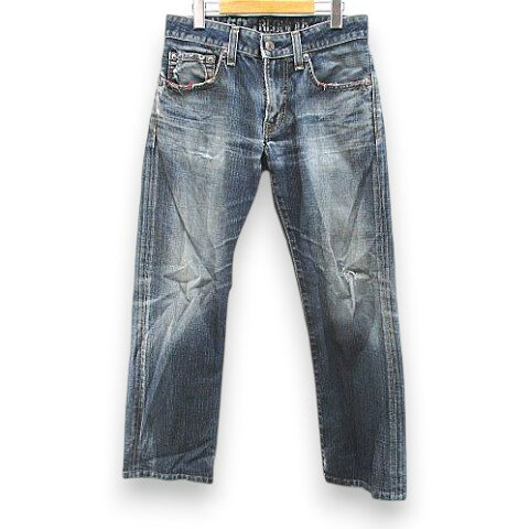 [Used] Edwin EG503 Blue Trip Edgeline Denim Jeans, Regular Fit, Long Length, Size 29/32, Blue Indigo, Zip Fly, Distressed, Made in Japan, Men's [Vector Used Clothing] 260502