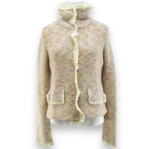 テンダンス パーレイビームス tendance par Ray BEAMS 長袖 ニット カーディガン マルチカラー フリル 切替 スナップボタン 裏地 レディース  260502