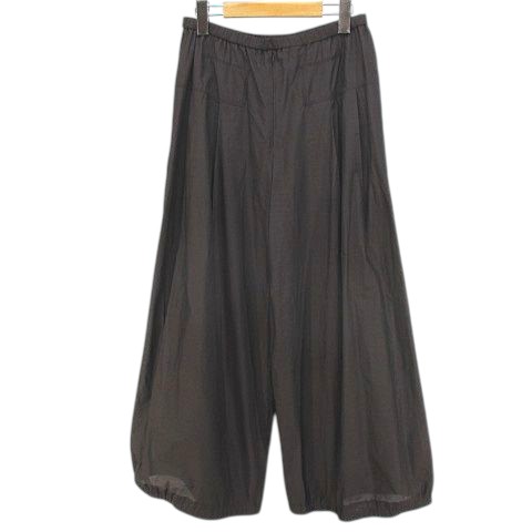 【中古】エイココンドウ EIKO KONDO ロング丈 ワイドパンツ F 茶系 ダークブラウン 無地 ジップフライ ウエストゴム 裾ゴム タック 裏地 日本製 レディース 【ベクトル 古着】 260508