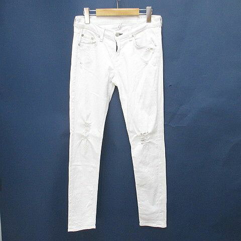 [Used] Rag & Bone Denim Jeans, Skinny Pants, Zip Fly, Size 25, White, Made in USA, Stretch, Distressed Finish, Women's [Vector Used Clothing] 260521