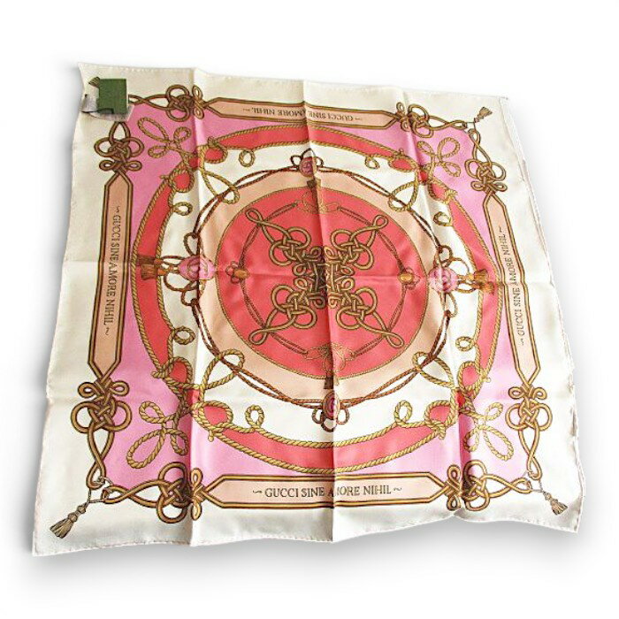 gucci///////////////\\\' - 【中古】未使用品 グッチ GUCCI オプティカル シルク スカーフ 大判 ピンク × ホワイト レディース 【ベクトル 古着】 260605