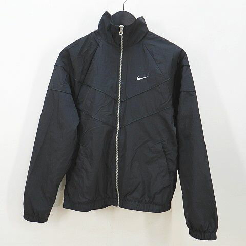 ナイキ NIKE WINDRUNNER ウインドブレーカー XS 黒系 ブラック ロゴマーク 刺繍 ライン ジップアップ サイドポケット メンズ レディース  260618