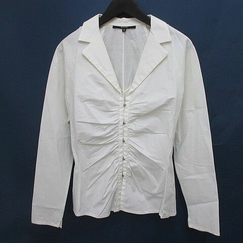 gucci///////////////\\\' - 【中古】グッチ GUCCI シャツ ジャケット 38 白系 ホワイト 無地 ギャザー ホック ストレッチ イタリア製 レディース 【ベクトル 古着】 260616