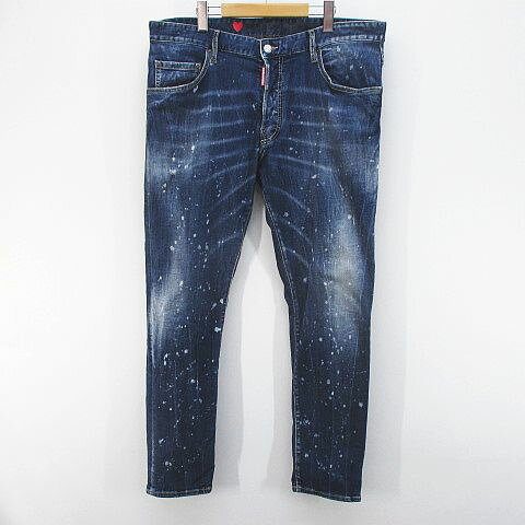 [Used] Dsquared2 S74LB1496/S30805 SKATER JEAN Long Denim Pants Jeans Size 54 Blue Button Fly Painted Finish Label Made in Italy Men's [Vector Used Clothing] 260618