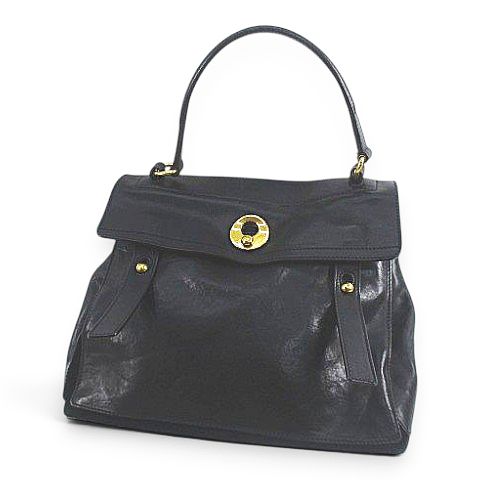 【中古】イヴサンローランリヴゴーシュ YVES SAINT LAURENT rive gauche 197149 214397 トートバッグ ゴールド金具 ブラック 黒系 レザー レディース 【ベクトル 古着】 260627