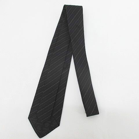 【中古】ヴェルサーチ ヴェルサーチェ VERSACE ロゴ ストライプ柄 シルク ネクタイ...