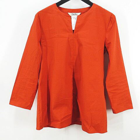 【中古】Sマックスマーラ 'S Max Mara 長袖 プルオーバー シャツ カットソー 34 オレンジ系 スキッパー 無地 シンプル レディース 【ベクトル 古着】 261004