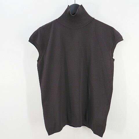 【中古】マックスマーラ MAX MARA ノースリーブ ニット カットソー L チャコールグレー系 ハイネック 無地 レディース 【ベクトル 古着】 261001