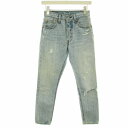 【中古】リーバイス Levi's 501S デニムパンツ ジーンズ スキニー ダメージ加工 USED加工 ウォッシュ加工 カットオフ W23L26 水色 ライトブルー 29502-0003 /HN27 レディース 【ベクトル 古着】 230810