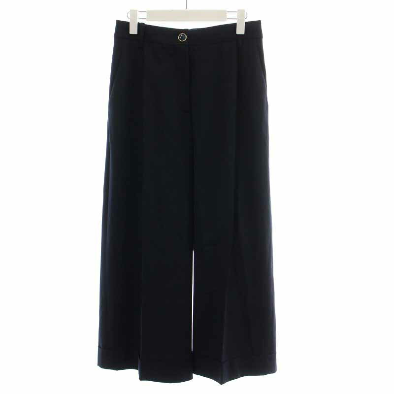 【中古】ヴァレンティノ ヴァレンチノ VALENTINO Tailored Crop Trousers ガウチョパンツ ウール ロールアップ 40 9号 M 紺 ネイビー /YI8 レディース 【ベクトル 古着】 230908