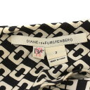 【中古】ダイアンフォンファステンバーグ DIANE von FURSTENBERG チュニック 長袖 総柄 シルク Vネック 2 M 黒 ブラック /☆G レディース 【ベクトル 古着】 231006