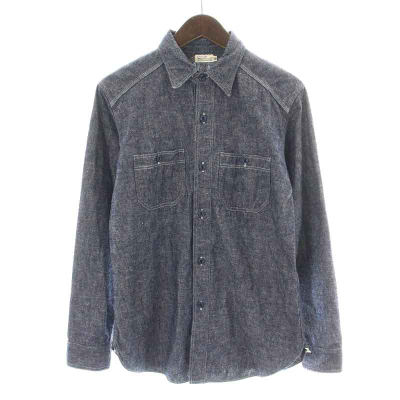 ウエアハウス WAREHOUSE DUCK DIGGER CHAMBRAY SHIRTS WITH CHINSTRAP ワークシャツ シャンブレーシャツ カジュアルシャツ 長袖 36 S 紺 ネイビー 3023 /NW16 メンズ  231223