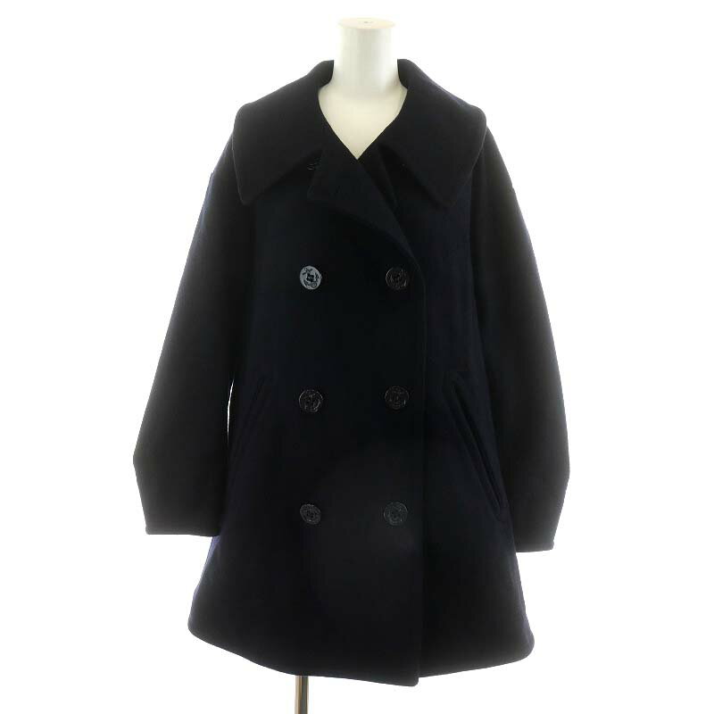 【中古】シンゾーン Shinzone フレア ピーコート FLARE PEA COAT Pコート アウター ウール 34 S 紺 ネイビー 22AMSCO01 /AN5 レディース 【ベクトル 古着】 240115