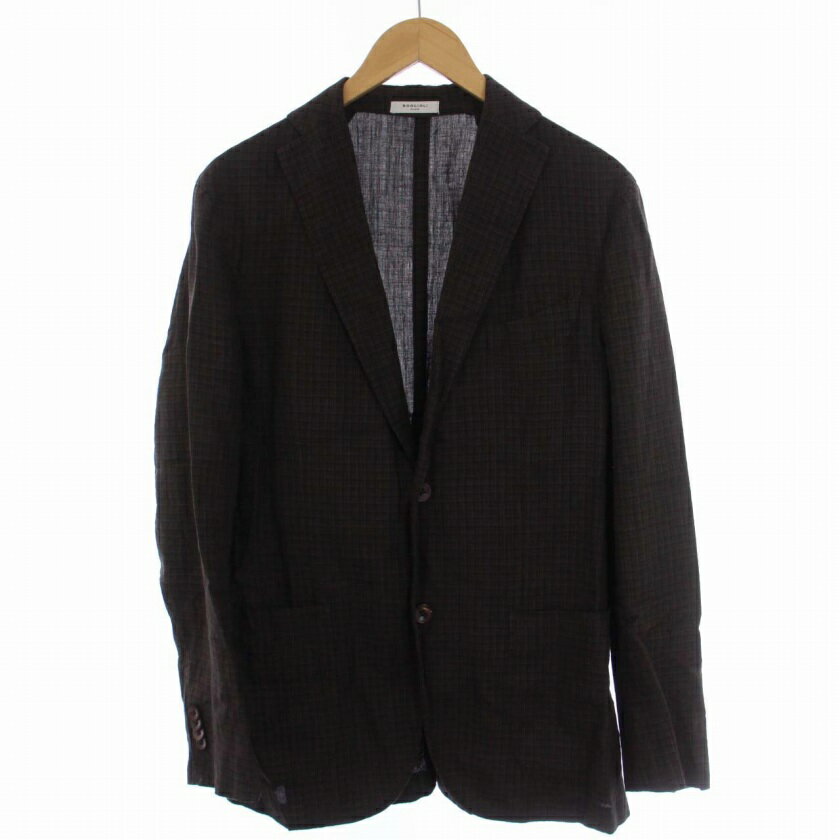 【中古】ボリオリ BOGLIOLI K.JACKET テーラードジャケット シングル 2B チェック リネン ウール 46 M 茶 ブラウン /BM メンズ 【ベクトル 古着】 240131ブランドボリオリ BOGLIOLI表記サイズ46（...