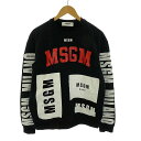 【中古】エムエスジーエム MSGM スリーブロゴ スウェット トレーナー プリント 裏起毛 クルーネック 長袖 S 黒 ブラック 赤 白 2342MDM185 /YM メンズ 【ベクトル 古着】 240217