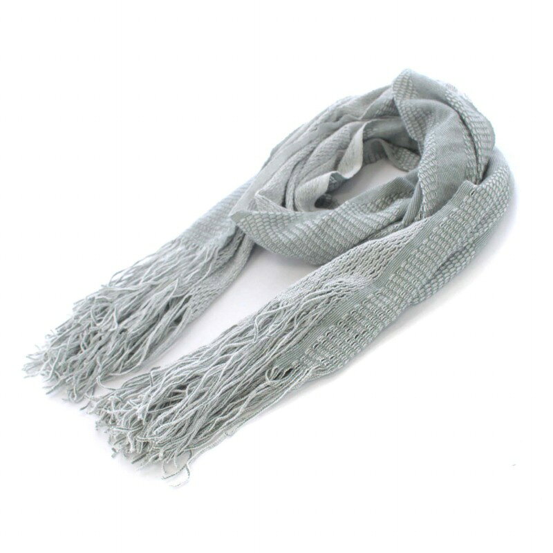 【中古】イッセイミヤケ ISSEY MIYAKE FETE メッシュ フリンジ ストール グレー IF84AD016 /KH レディース 【ベクトル 古着】 240301