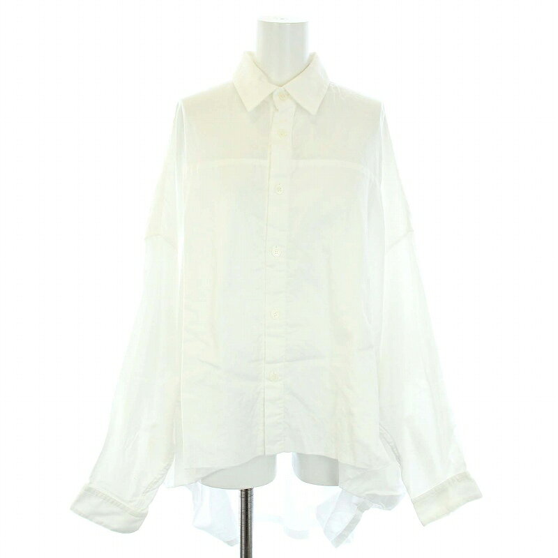 【中古】ワイズ Y's ヨウジヤマモト BORN PRODUCT THIN COTTON TWILL DOUBLE FRONT OVERSIZED SHIRT シャツ ブラウス 変形デザイン 長袖 2 M 白 ホワイト YN-B80-003 /TK ▲H レディース 【ベクトル 古着】 240308