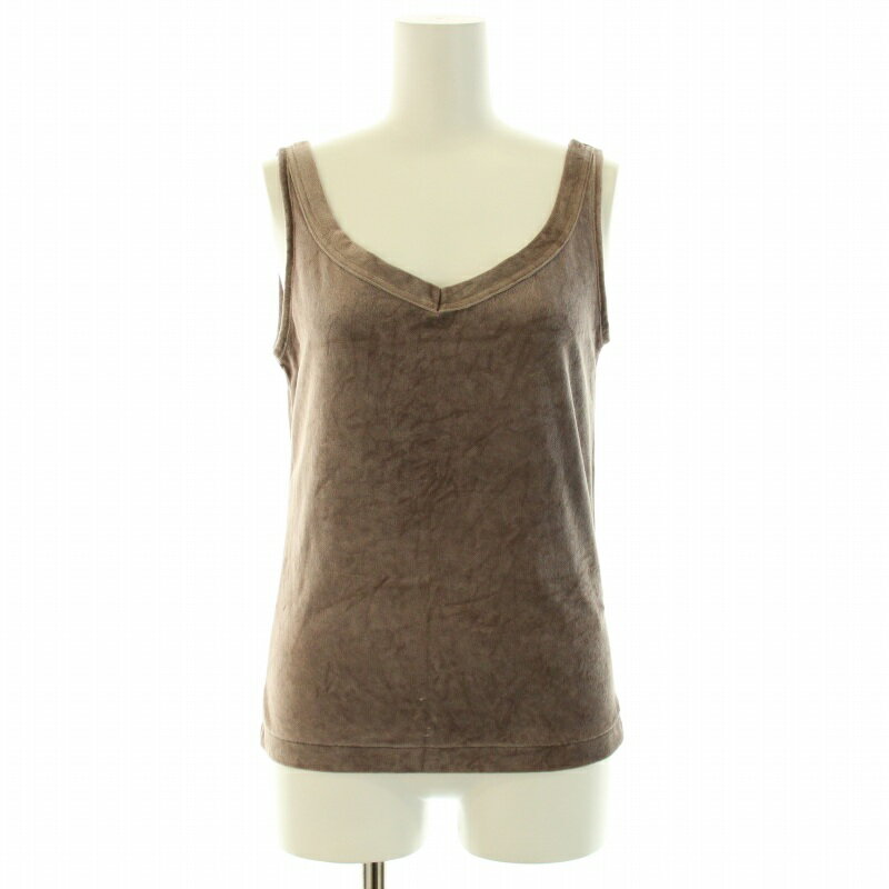 【中古】ロンハーマン Ron Herman 23AW Pigment Velour Tank Top ピグメントベロアタンクトップ Vネック ストレッチ XS 茶 ブラウン 3810900113 /BB レディース 【ベクトル 古着】 24...