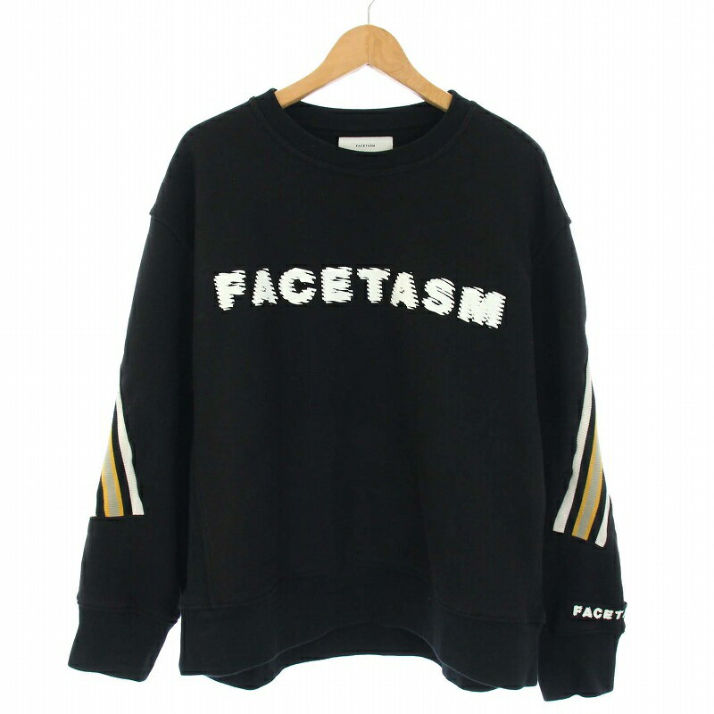 【中古】ファセッタズム FACETASM KOSUKE KAWAMURA XXL LOGO SWEAT スウェット トレーナー ライン 長袖 5 L 黒 ブラック KK-SW-U01 /TK メンズ 【ベクトル 古着】 240316