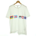 【中古】コムデギャルソンシャツ COMME des GARCONS SHIRT Invader Tシャツ カットソー 半袖 クルーネック アシンメトリー プリント L 白 ホワイト /BB メンズ 【ベクトル 古着】 240424