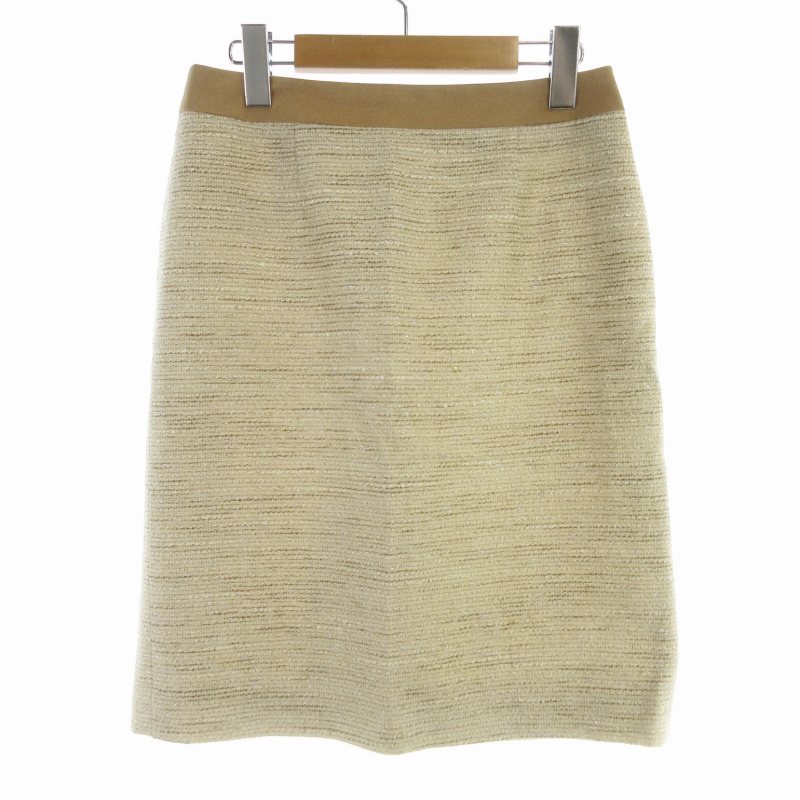 【中古】自由区 オンワード樫山 タイトスカート ひざ丈 ツイード 36 S ベージュ /RO レディース 【ベクトル 古着】 240801