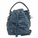 【中古】Never Denim ハンドバッグ ショルダー 2WAY レザー 型押し 青 ブルー /FF 0822 ■GY18 レディース 【ベクトル 古着】 2...