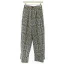 【中古】ダブルスタンダードクロージング ダブスタ DOUBLE STANDARD CLOTHING 18SS リネンライクフィニッシュパンツ ワイドパンツ 千鳥格子柄 26 L 黒 ブラック 白 ホワイト 0206-080-181 A /TK レディース 【ベクトル 古着】 240819(4)