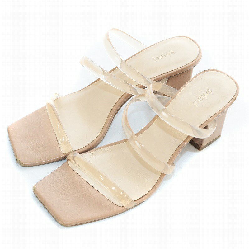 【中古】スナイデル SNIDEL バリエミュール サンダル スクエアトゥ チャンキーヒール ライトブラウン M 23.5cm SWGS221626 /AQ ■OF レディース 【ベクトル 古着】 240820