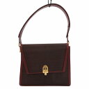 【中古】ホースヘアー Genuine Horse Hair ショルダーバッグ ワンショルダー ハンドバッグ 2WAY レザー ゴールド金具 赤 ワインレッド ■GY18 /FT 0823 レディース 【ベクトル 古着】 240823(4)