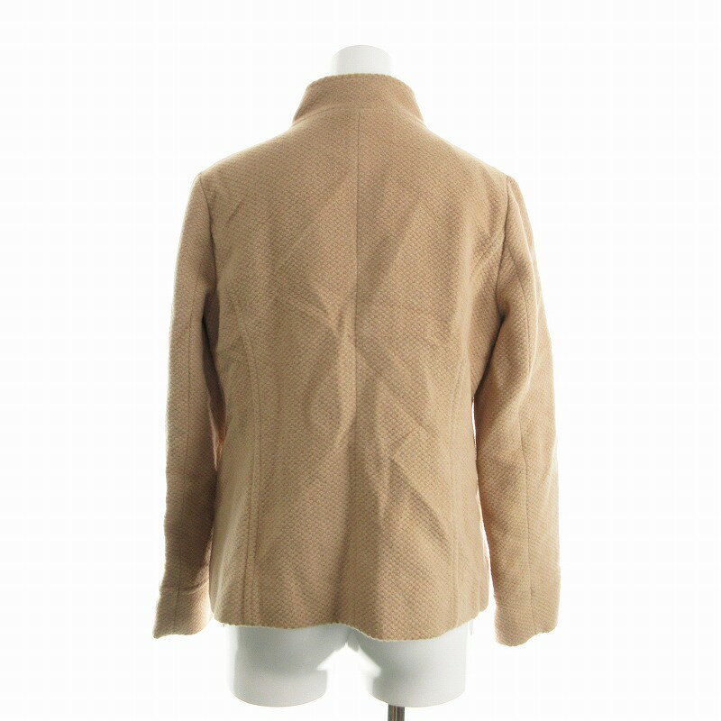 【中古】ナチュラルビューティーベーシック NATURAL BEAUTY BASIC ジャケット アンゴラ混 ハイネック 長袖 S 茶 ブラウン ■MG /NQ レディース 【ベクトル 古着】 240831